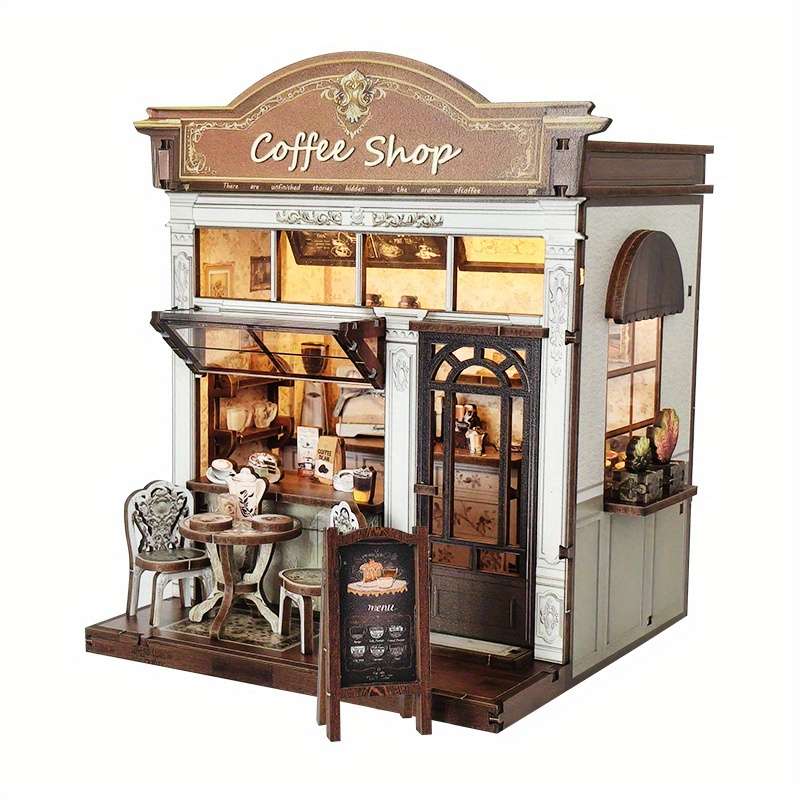 3D Building Model Puzzle Set Style Meet Coffee House