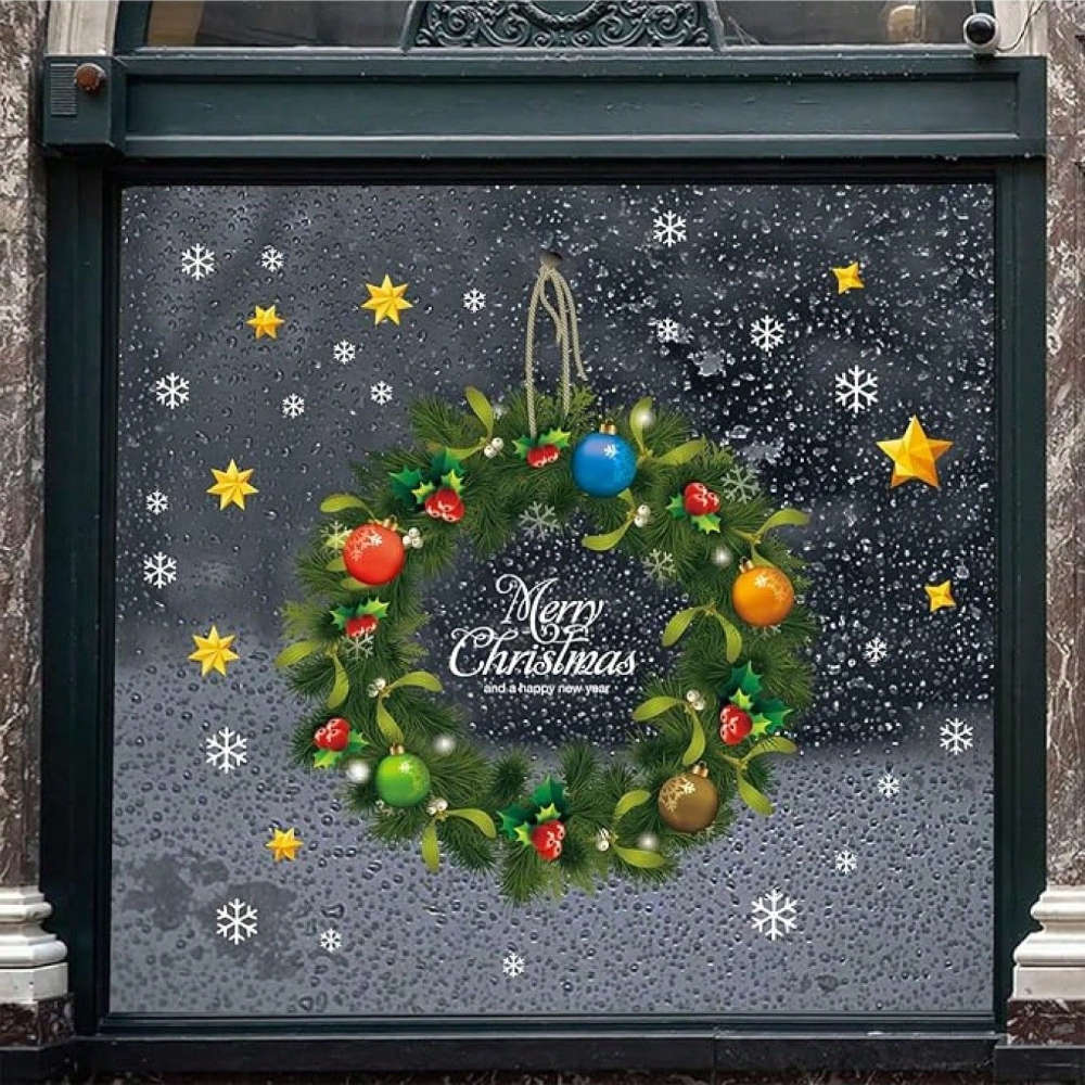 Christmas Decorations Style Christmas Wreath Window Sticker