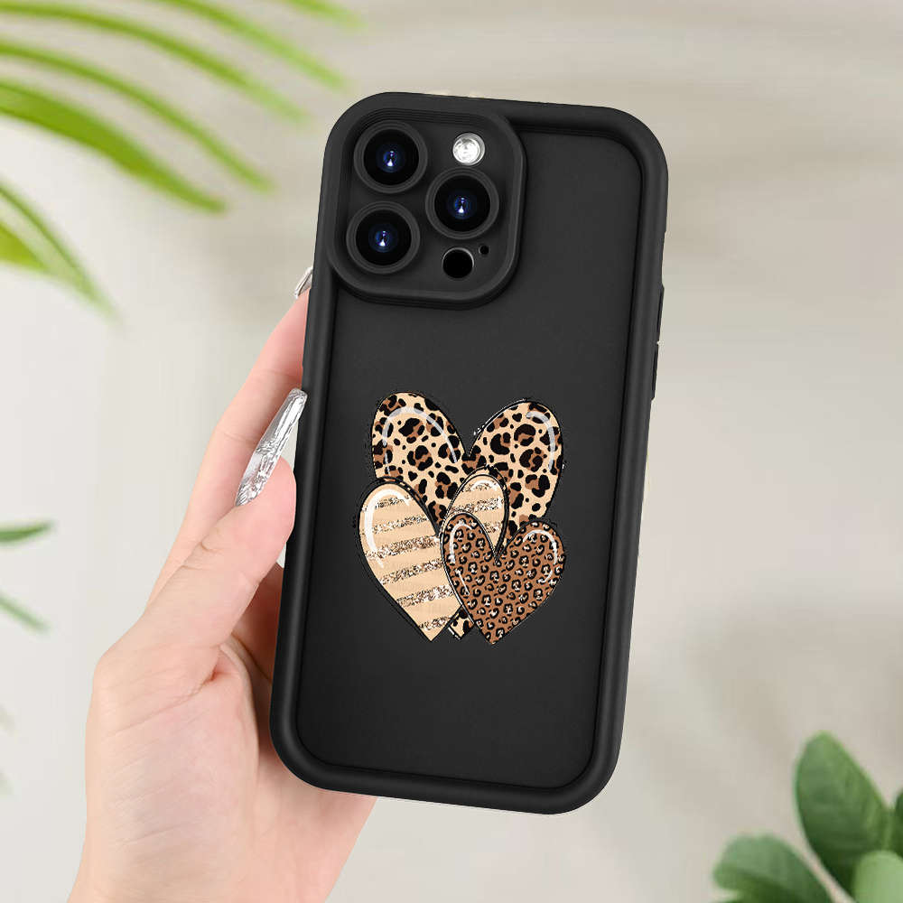 1Pc Black For iPhone 12 Leopard Phone Case
