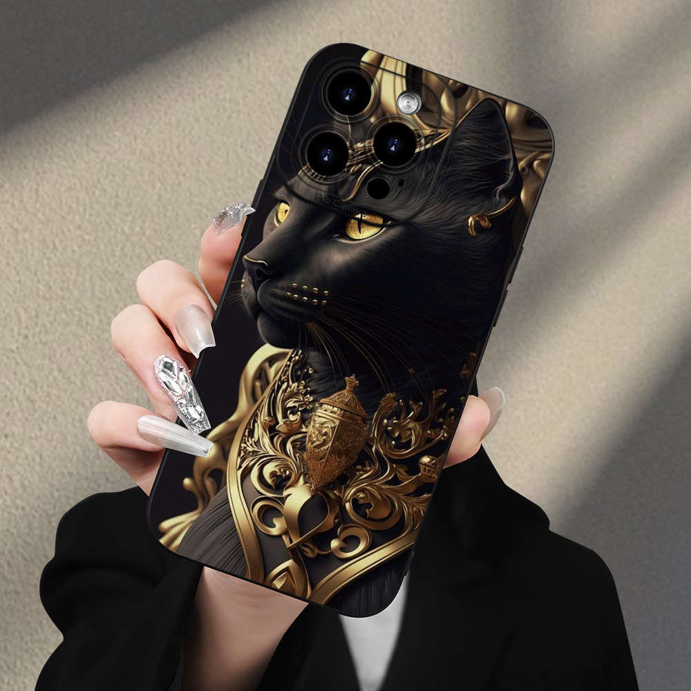 1Pc Mixed Color  For iPhone 15 Pro Max Egyptian Cat God Phone Case