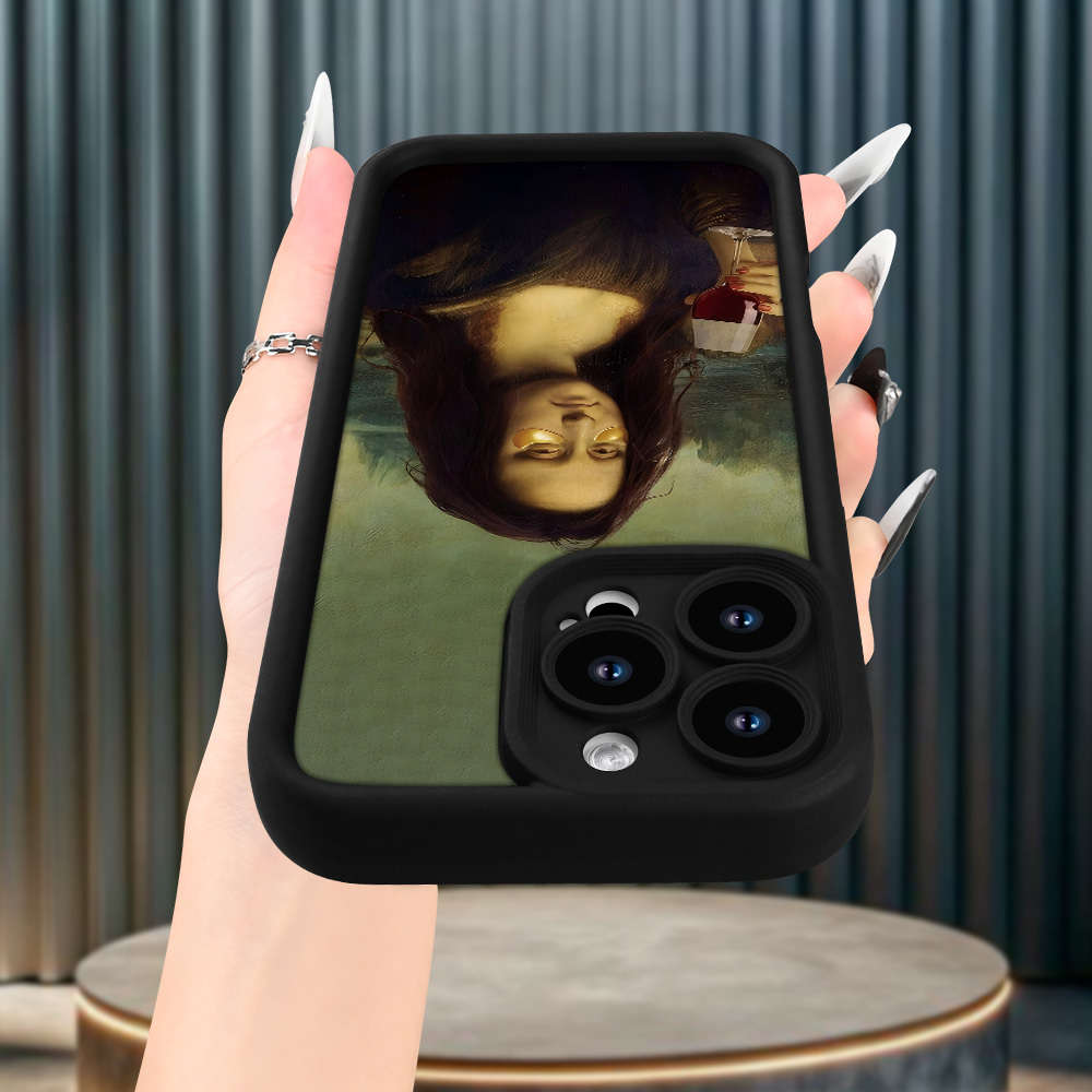 1Pc Black For iPhone 12 Mini Mona Lisa Phone Case