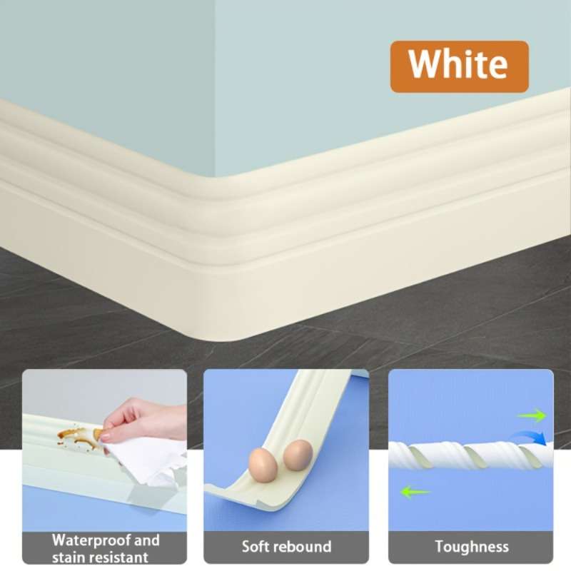 Skirting Board 118.11 Inches * 2.36 Inches 5 Meters * 6 Centimeters Style Elegant White