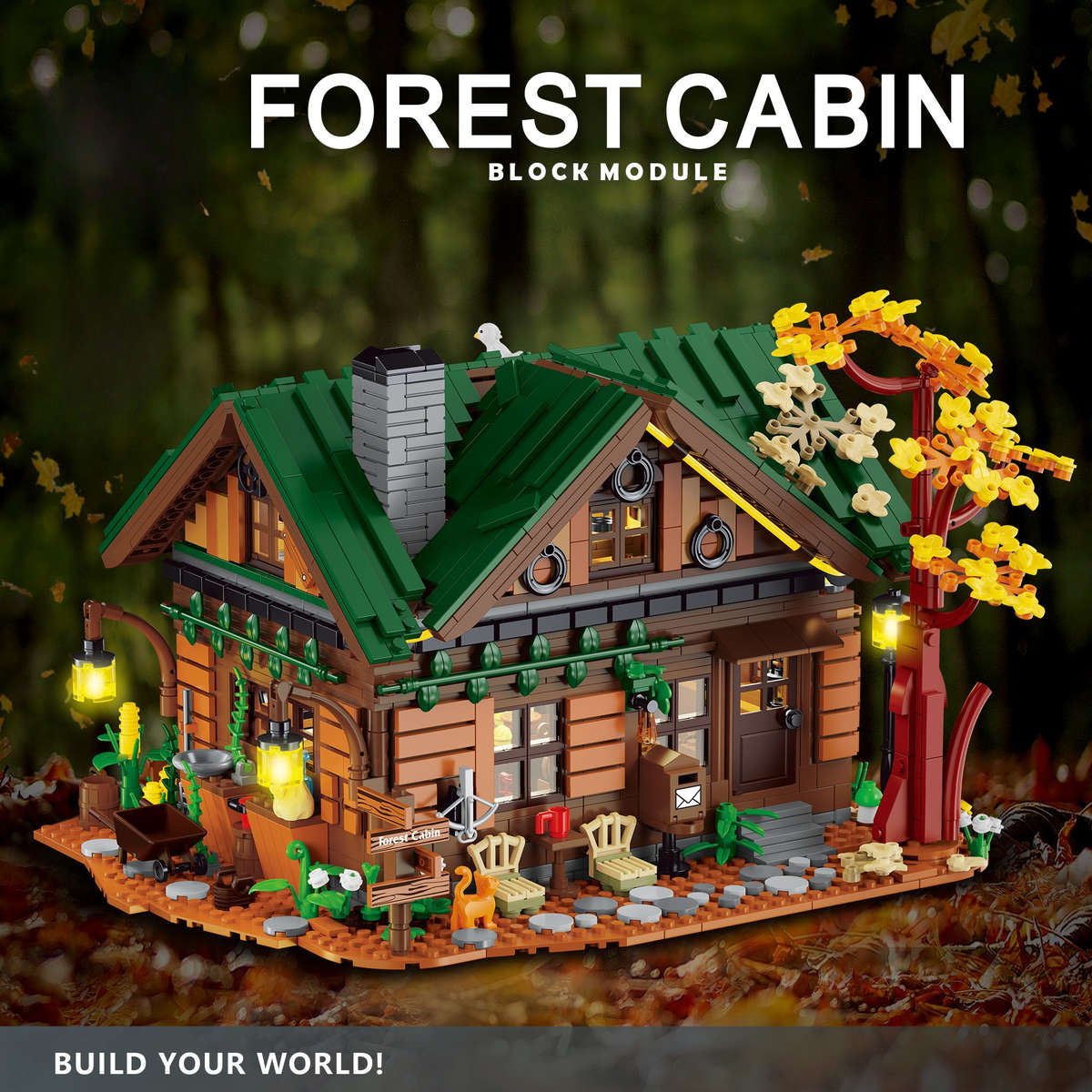 3D Building Model Puzzle Set Style Forest Cabin