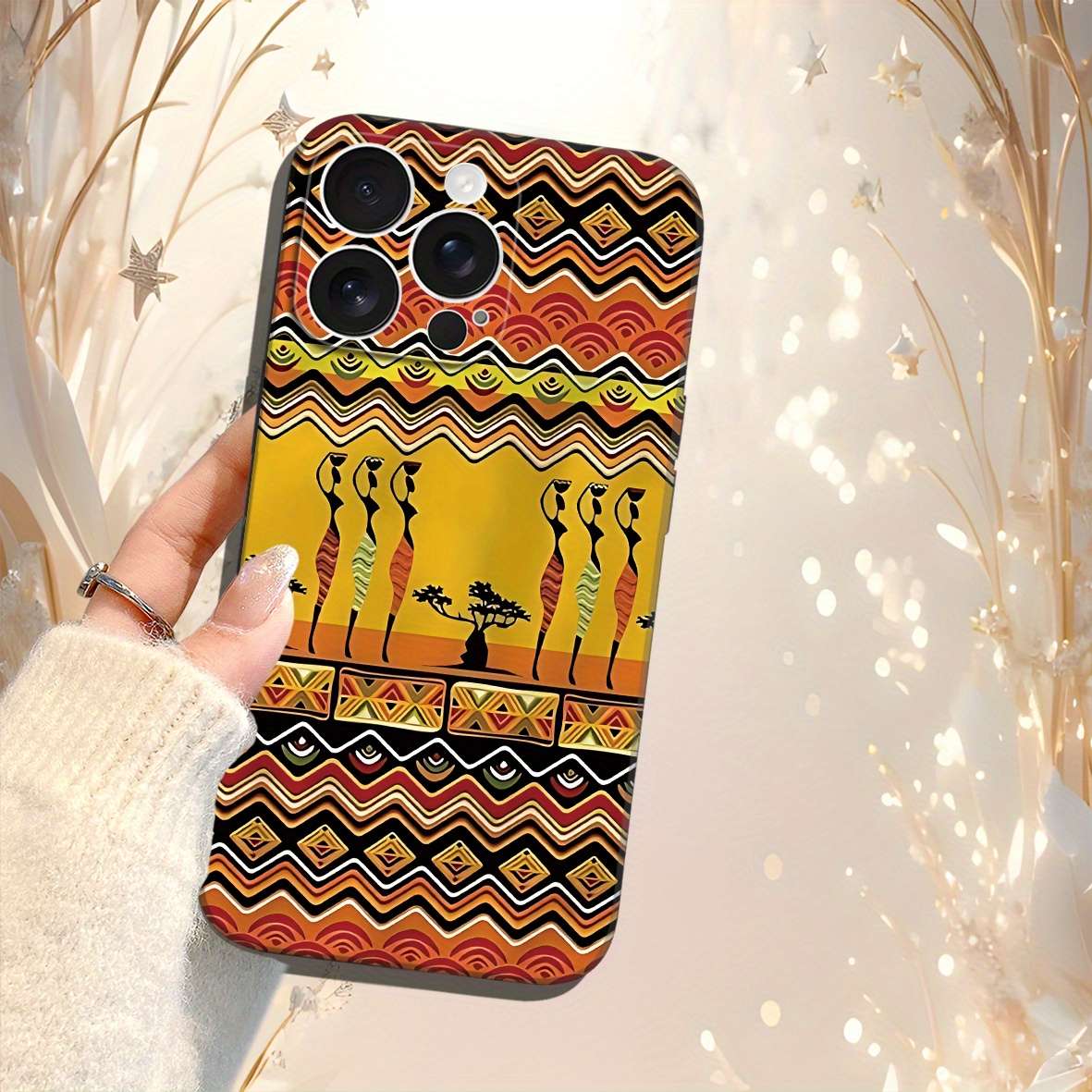 1Pc Black For iPhone 14 Stylish African Phone Case