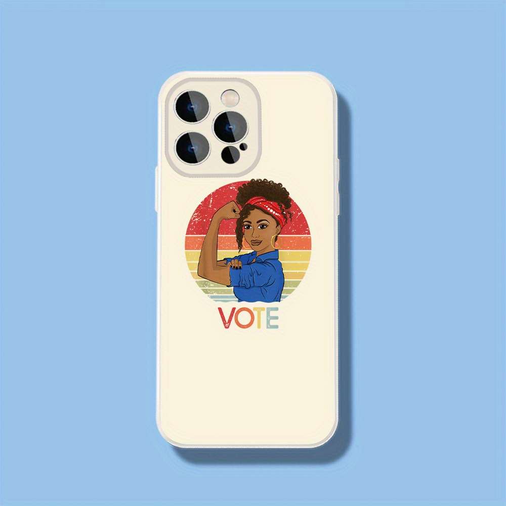 1Pc Black For iPhone 16 Plus Woman Encouraging Phone Case