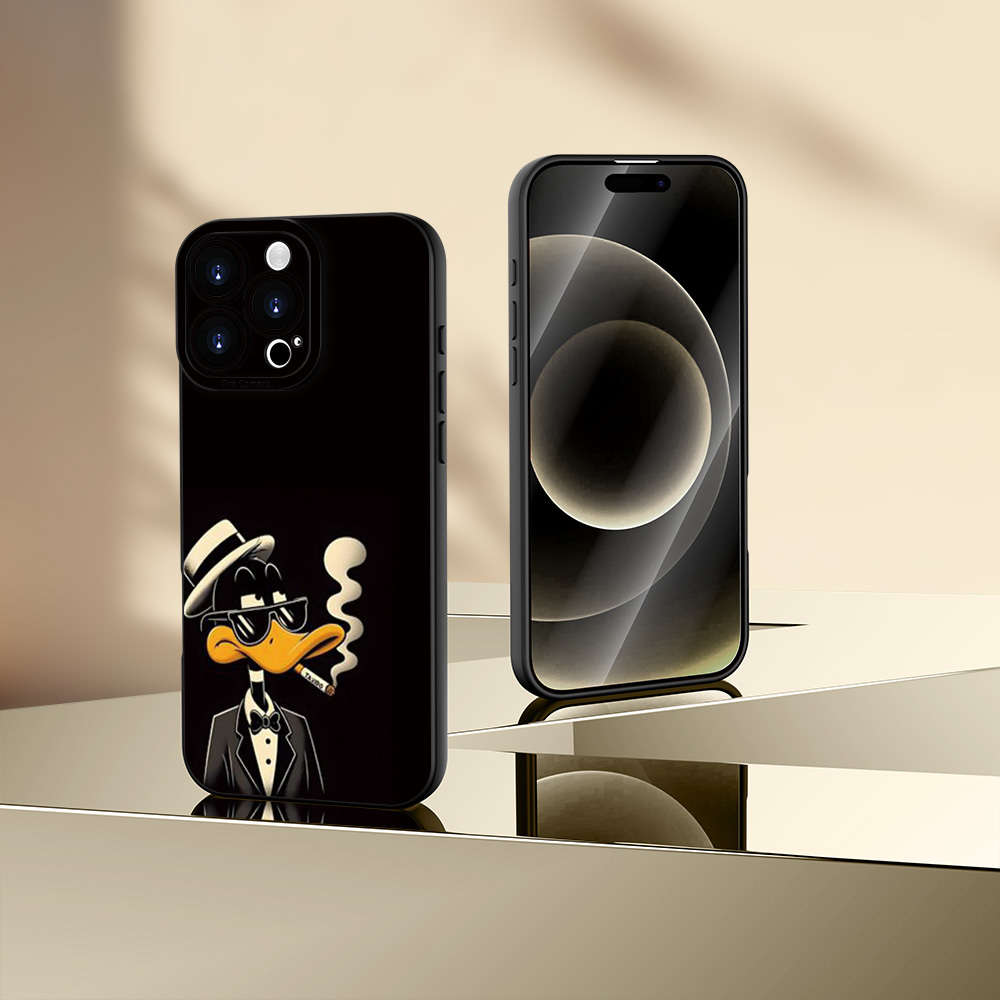 1Pc Black For iPhone 14 Unique Duck Designs Phone Case