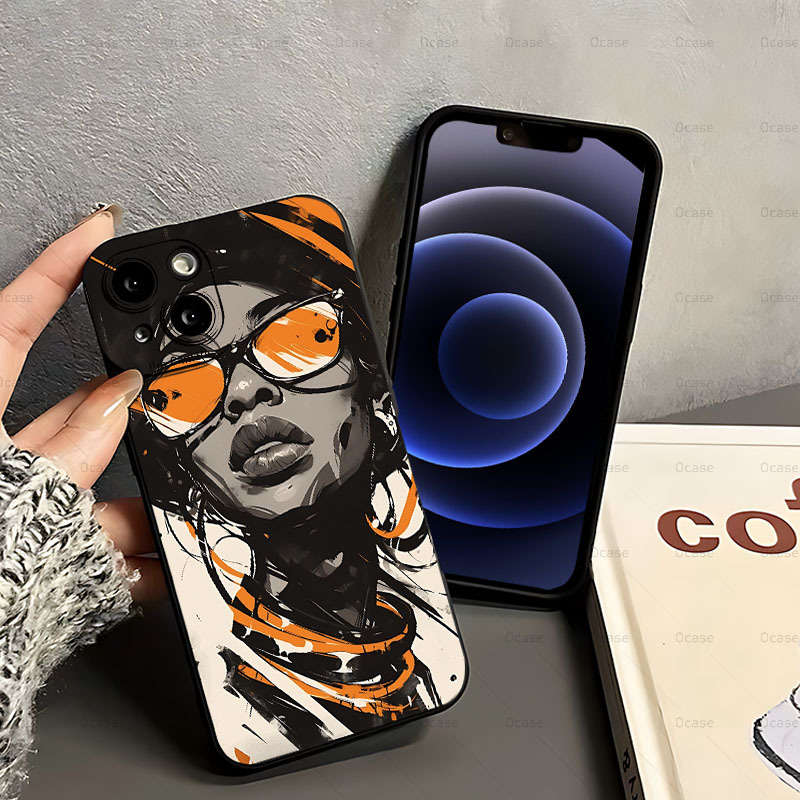 1Pc Black For iPhone 16 Plus Angel Eyes African Women Phone Casee