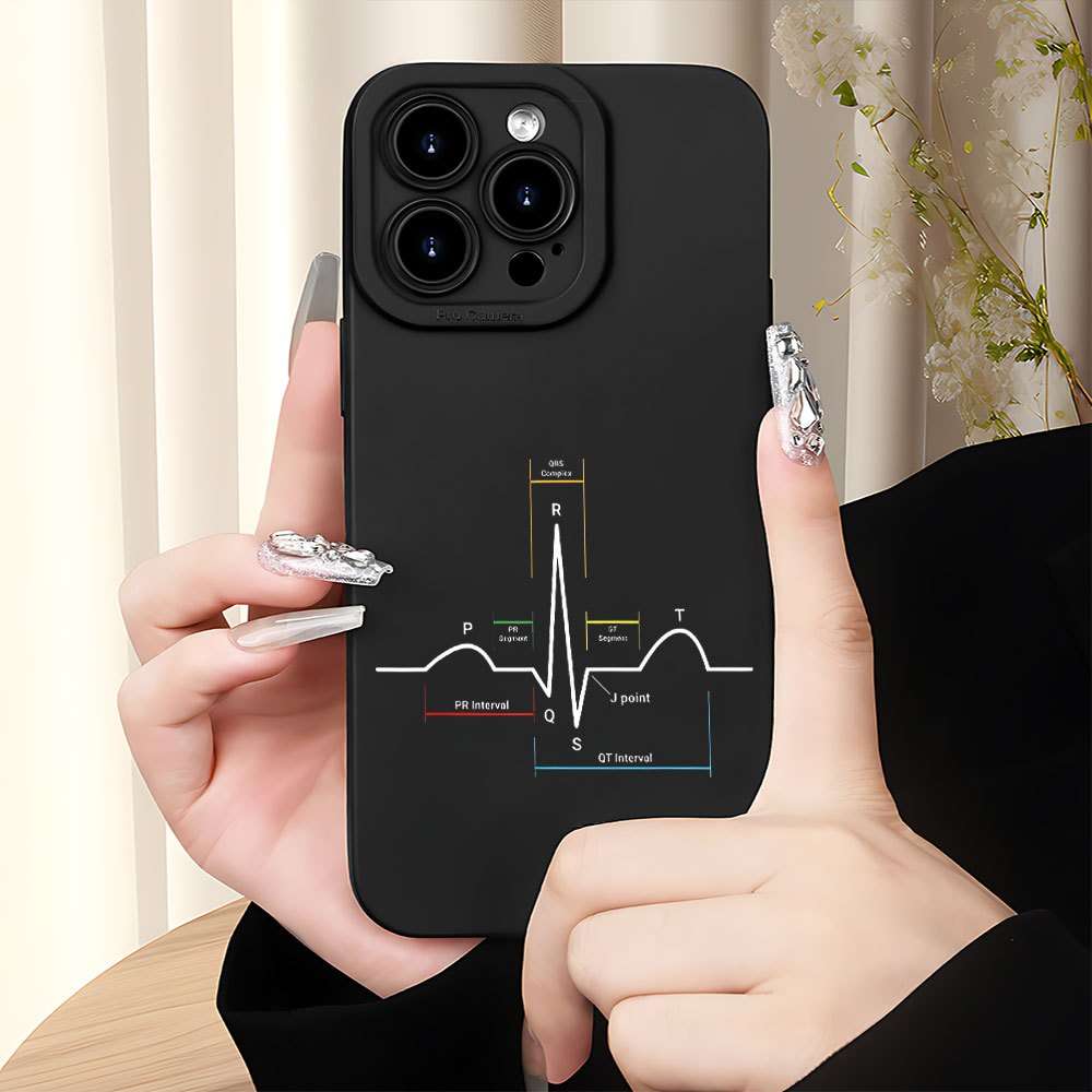1Pc Black For iPhone 7 Plus 8 Plus Heartbeat Pattern Phone Case