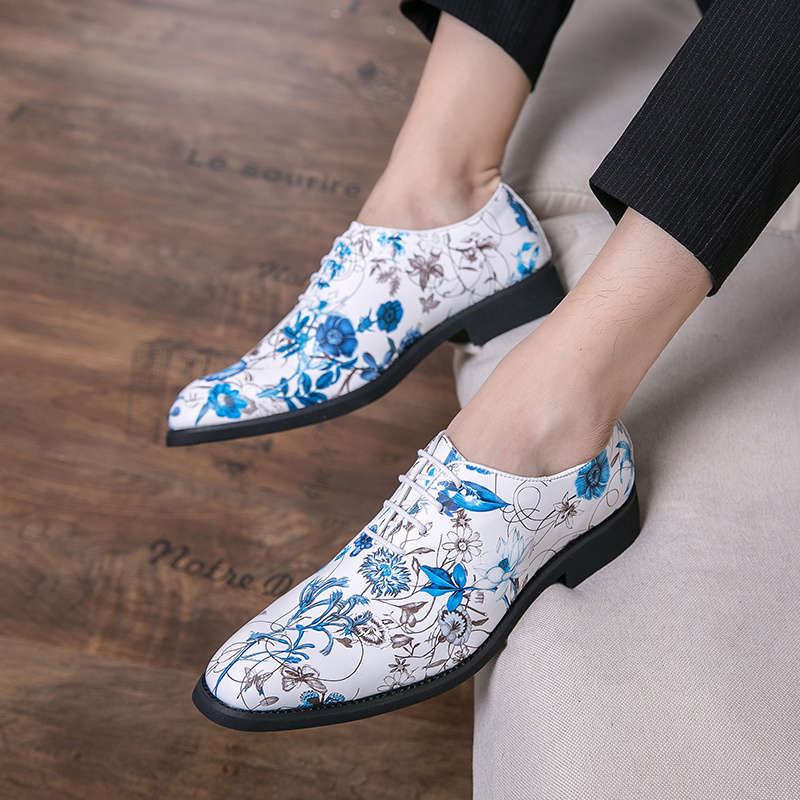 Mens Leather Shoes Color White Blue Sizeuk 9.5