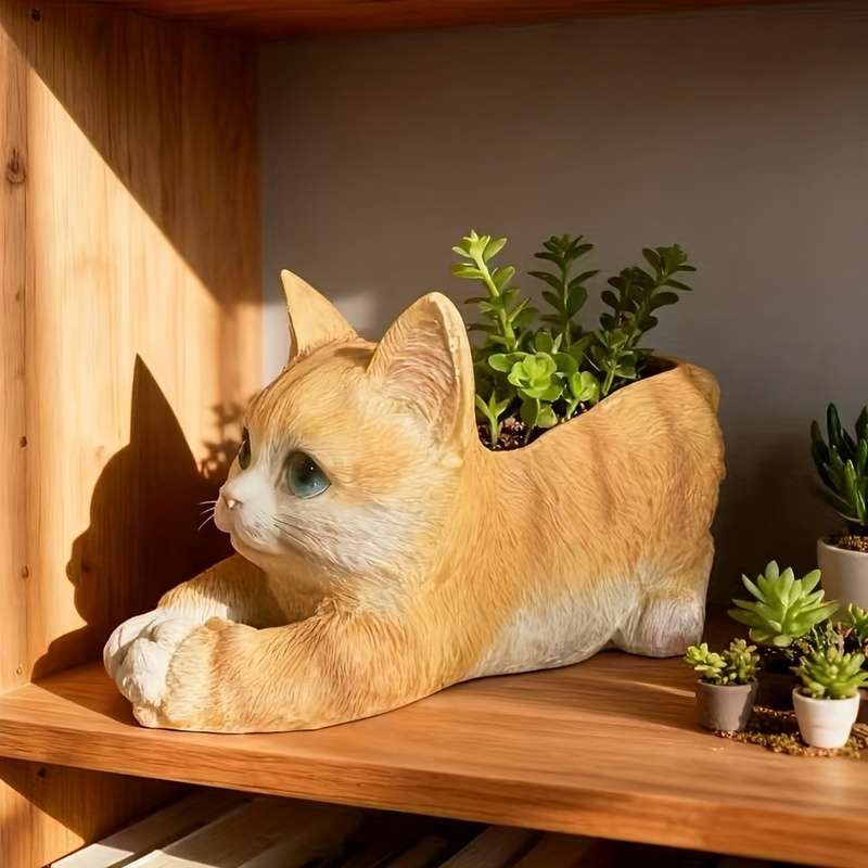 Flowerpot  1Pccolor Gray Cat Planter