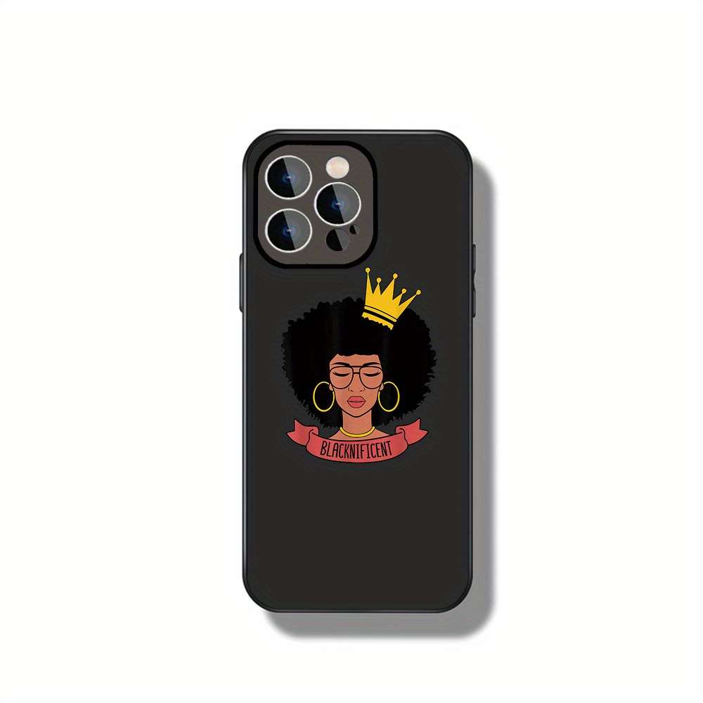 1Pc Black For iPhone 12 Crown African Phone Case