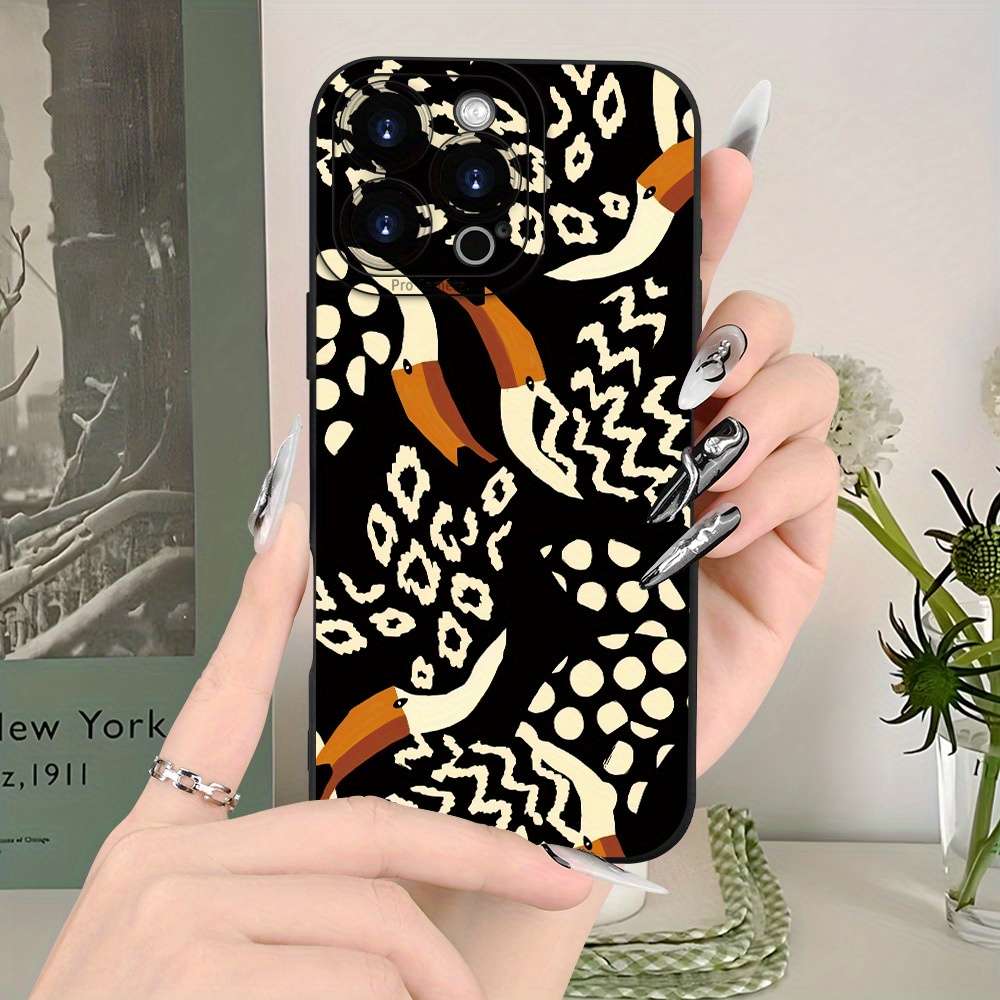 1Pc Black For iPhone 8 Plus African Style Feather Phone Case