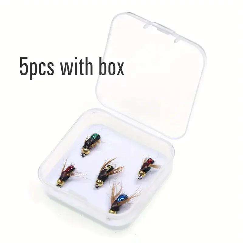 5pcs Small Fly High Simulation Fly Lure PVC Mixed Color with Hook for Fishing