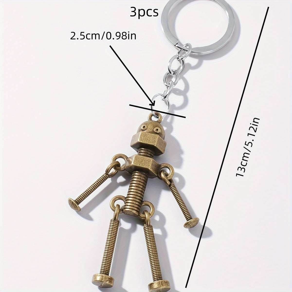 Keychain Ornament Color Bronze Robot Keychain Quantity3Pcs