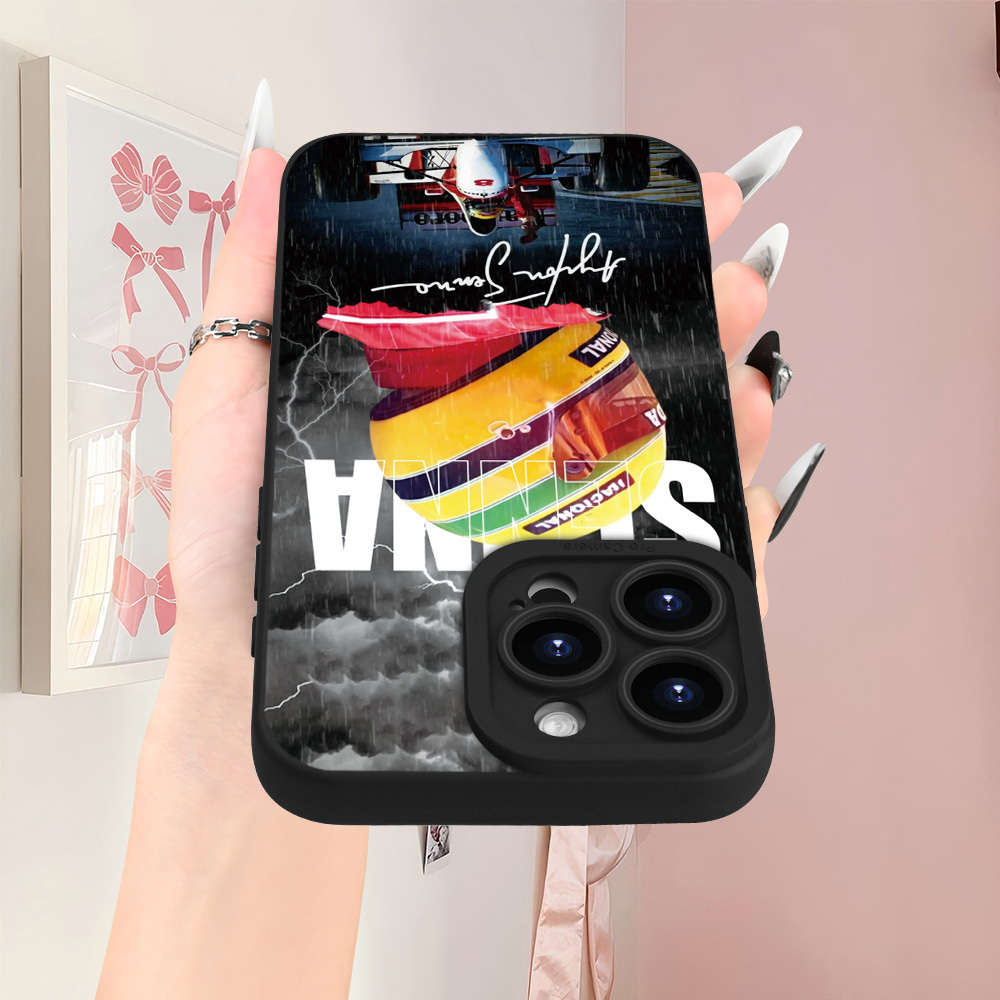 1Pc Black For iPhone 16 F1 Racing Pattern Phone Case