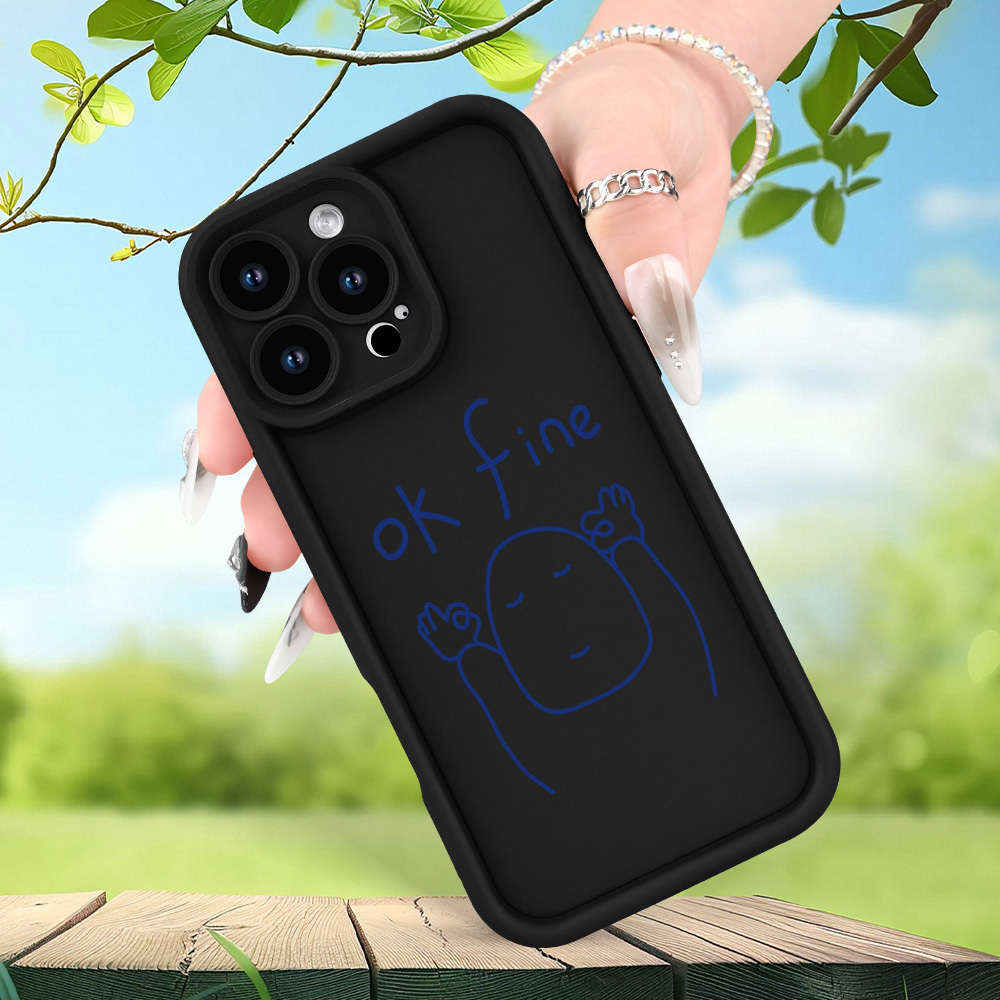 1Pc Black For iPhone 8 Plus English Line Pattern Phone Case