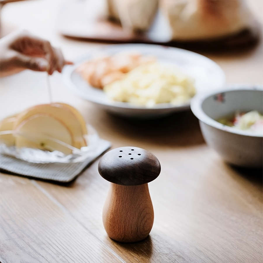 1pc Charming Mushroom-Shaped Solid Wood Toothpick Holder The Perfect Choice for Home Kitchen