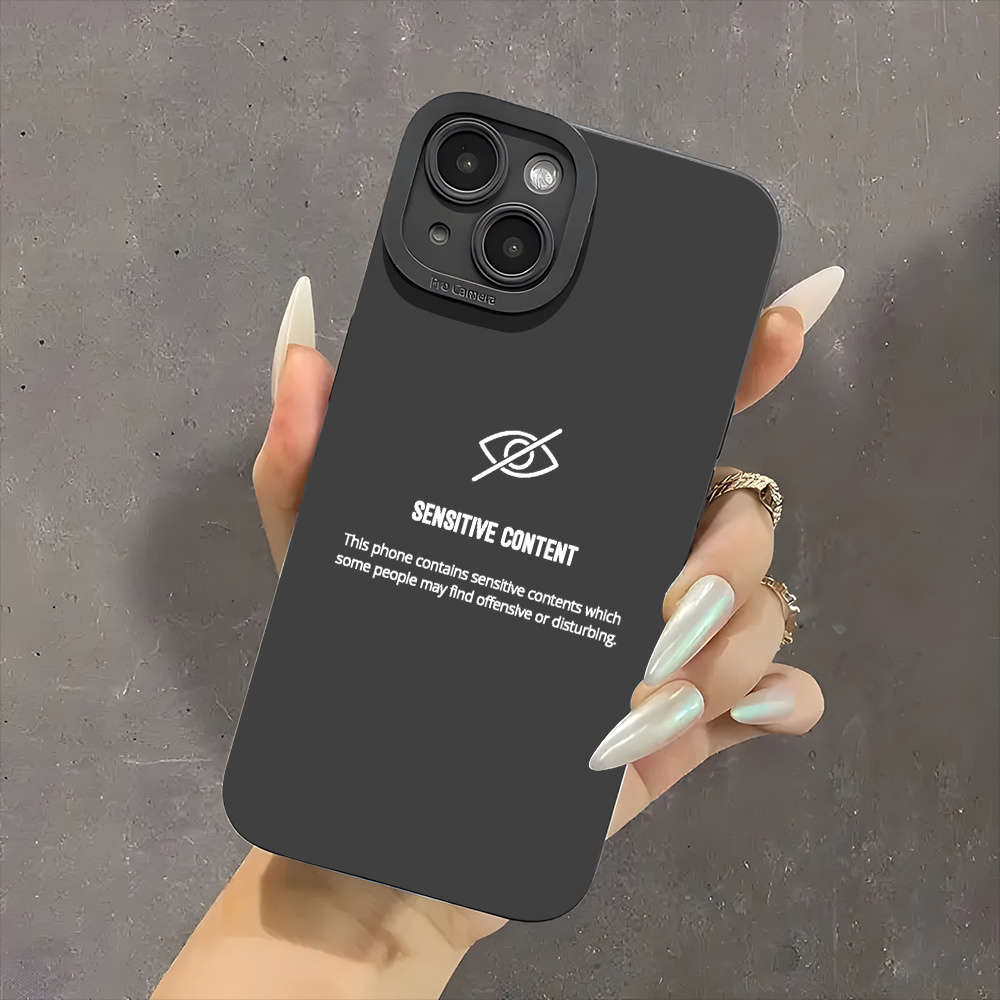 1Pc Black For iPhone 16 Plus Humorous Warning Slogans Phone Case
