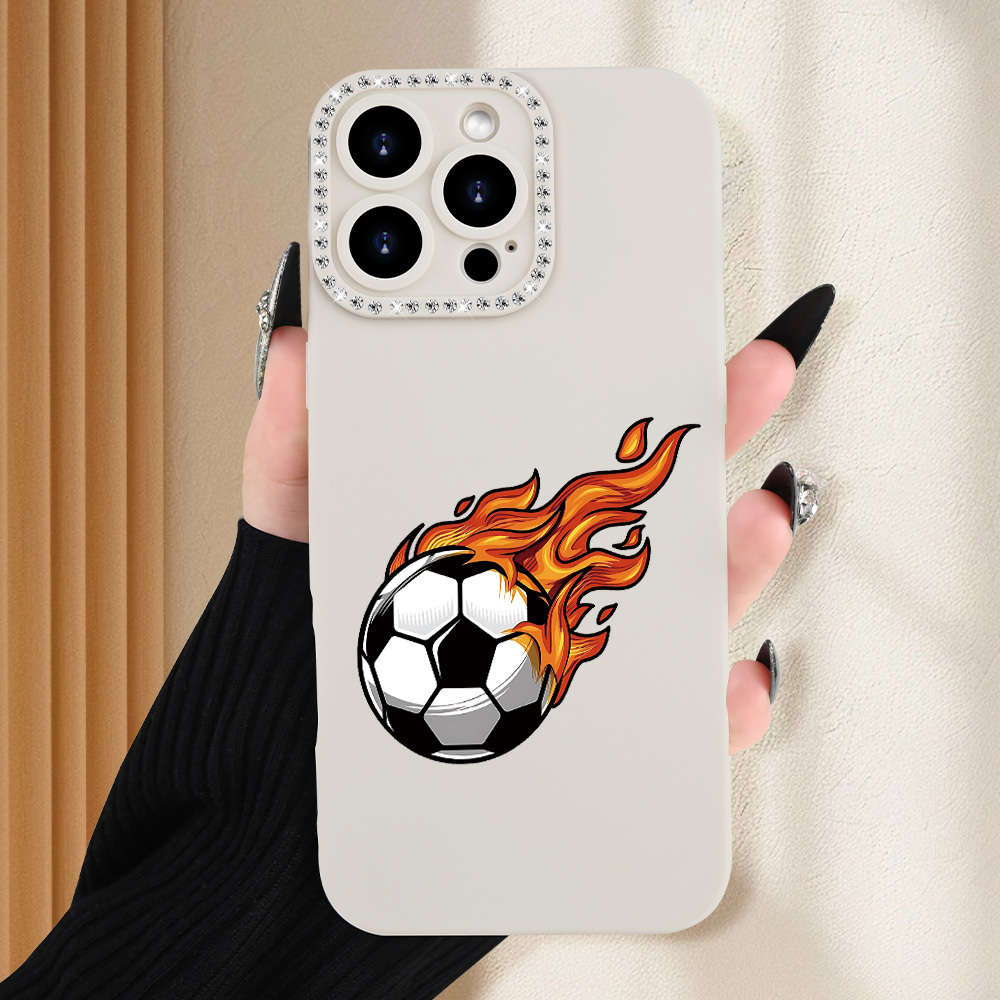 1Pc Ivory White For iPhone 14 Football Player Printed Phone Case