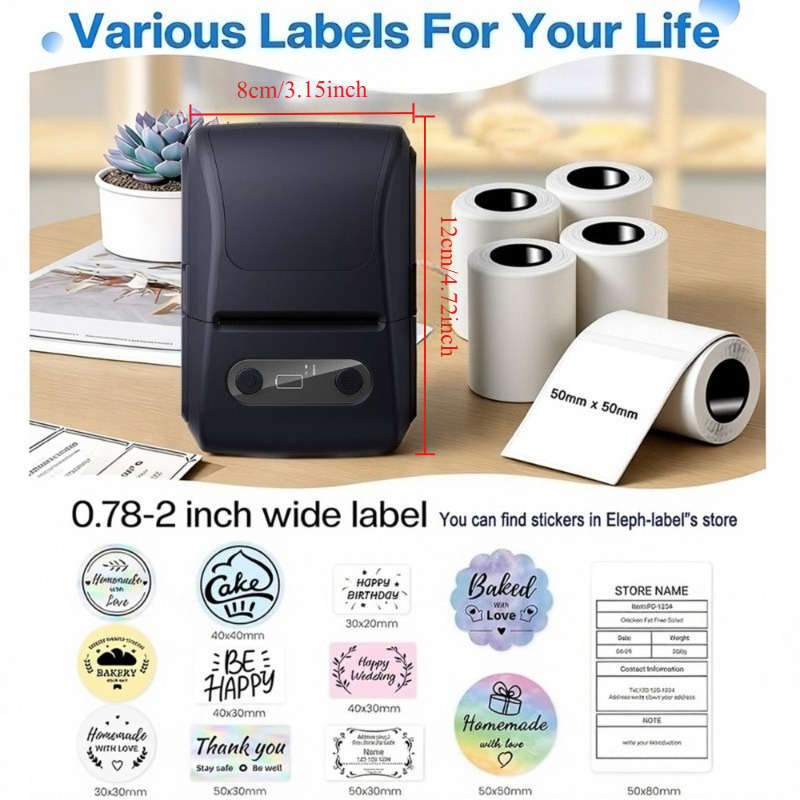 Printer Color White Label Maker  5 Rolls Of Paper