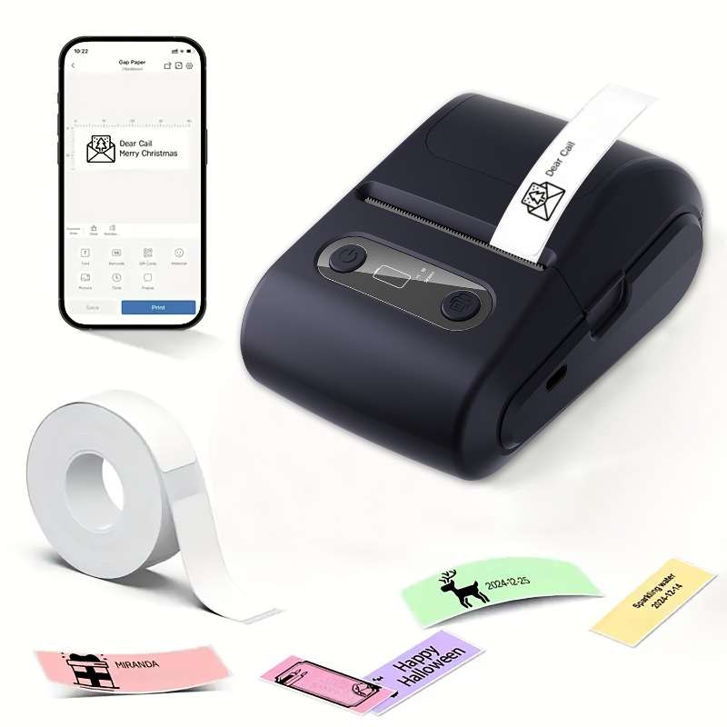 Printer Color White Label Maker  5 Rolls Of Paper