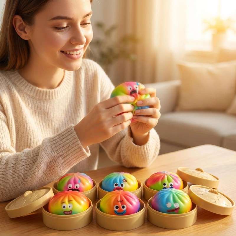 Squeezable Toys Style 2Pc1 Steamed Bun 1 Steamer Set Items Random Colors And Styles
