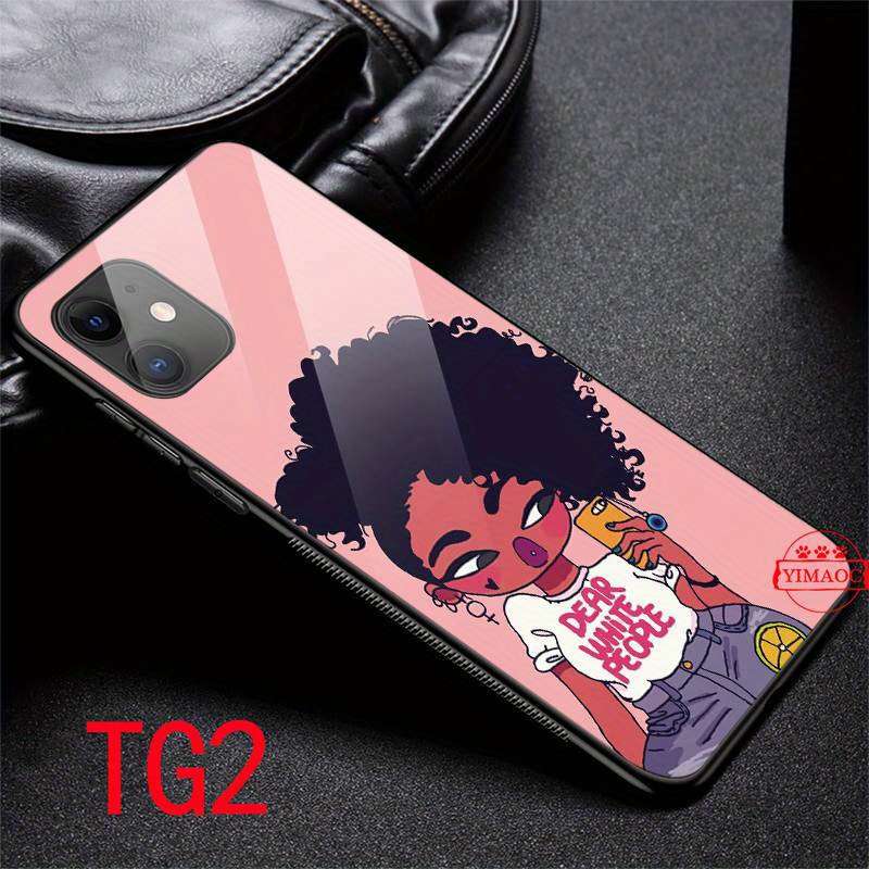 1Pc Mixed Color For iPhone 12 African Girls Phone Case