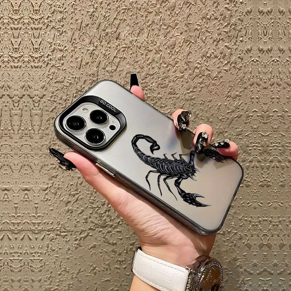 1Pc Black For iPhone 16 Plus Toxic Tail Scorpion Phone Case