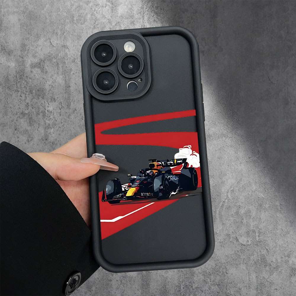 1Pc Black For iPhone 14 Cool Racing Car Design Phone Case