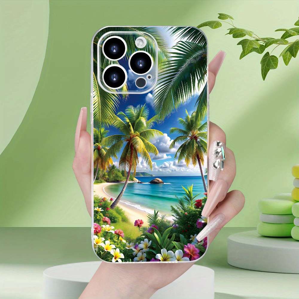 1Pc Transparent For iPhone 7 Plus 8 Plus Beautiful Beach Scenery Phone Case