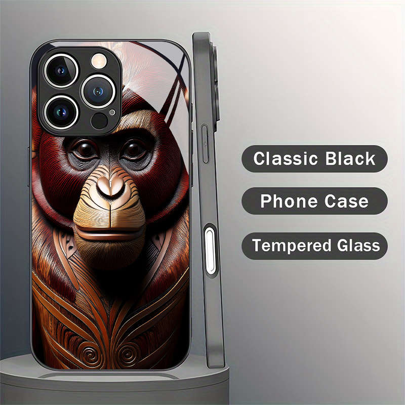 1Pc Mixed Color For iPhone 16 Plus African Wood Carving Monkey Phone Case