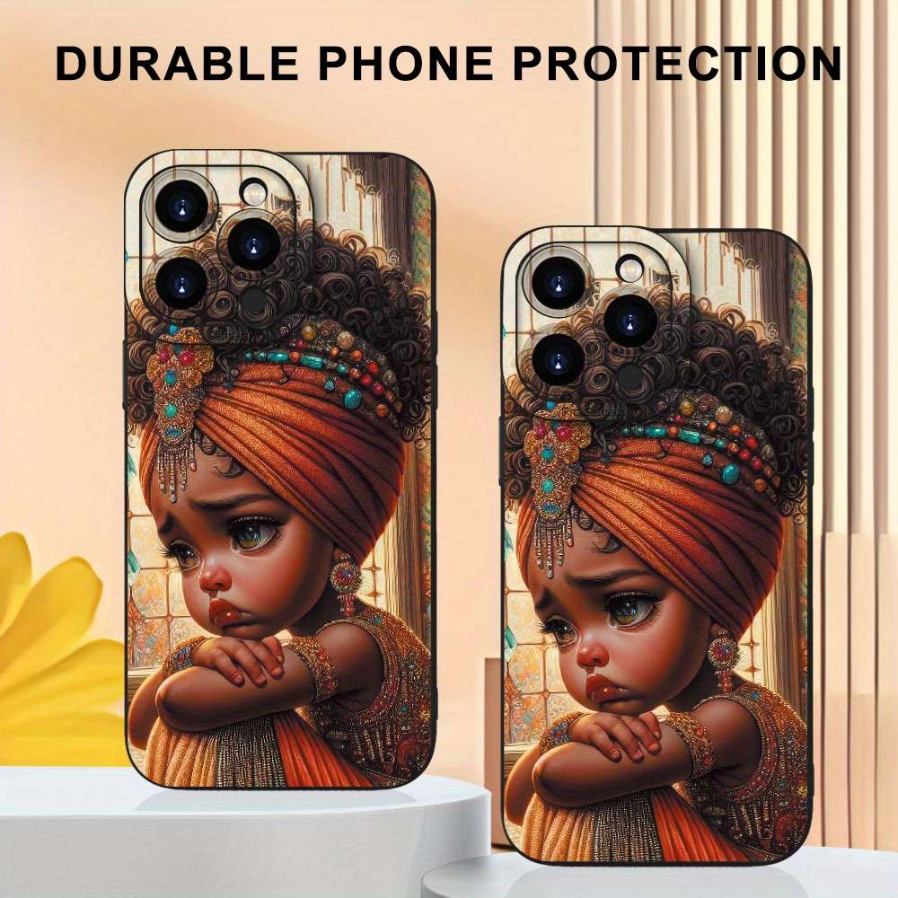1Pc Black For iPhone 14 Plus African Girl Phone Case
