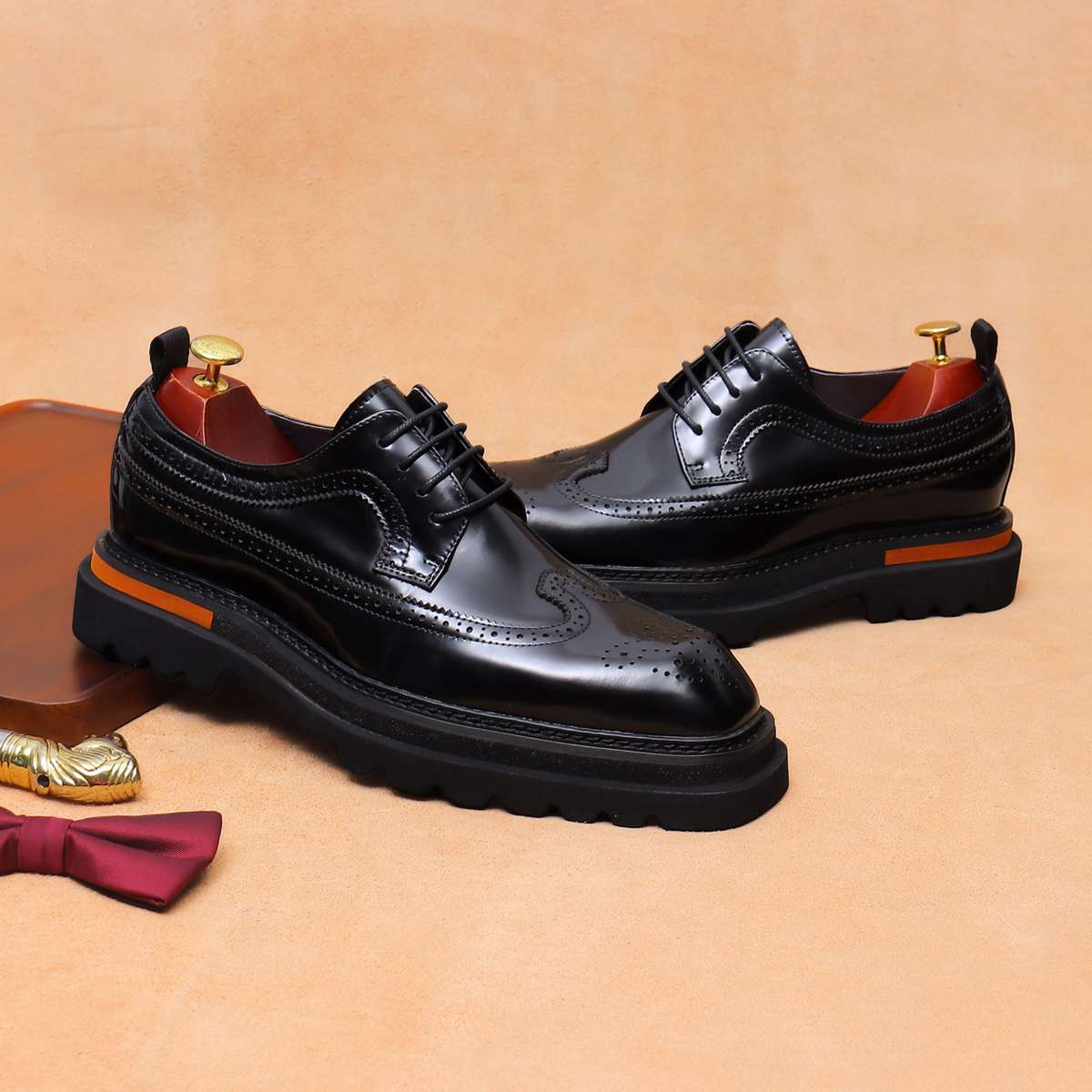 Mens Leather Shoes Color Black Sizeuk 7
