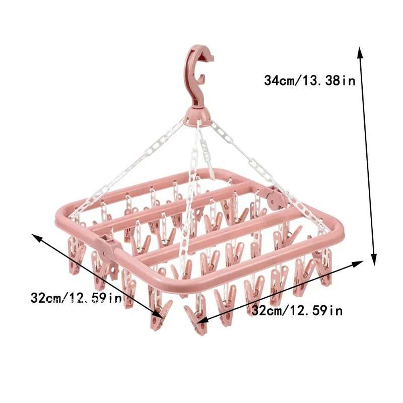 Clothes Rack Blue Storage 32Clips