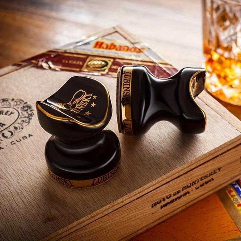 12PCS Modern Half Yellow Black Ceramic Cigar Holder Durable Ashtray With Yellow