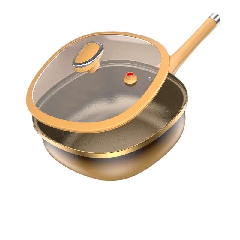 3Pcs Exquisite Titanium Coated Non Stick Wok Set Gift