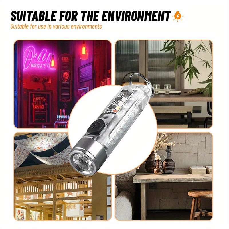 Keychain Ornament Items Transparent Flashlight Quantity2Pcs