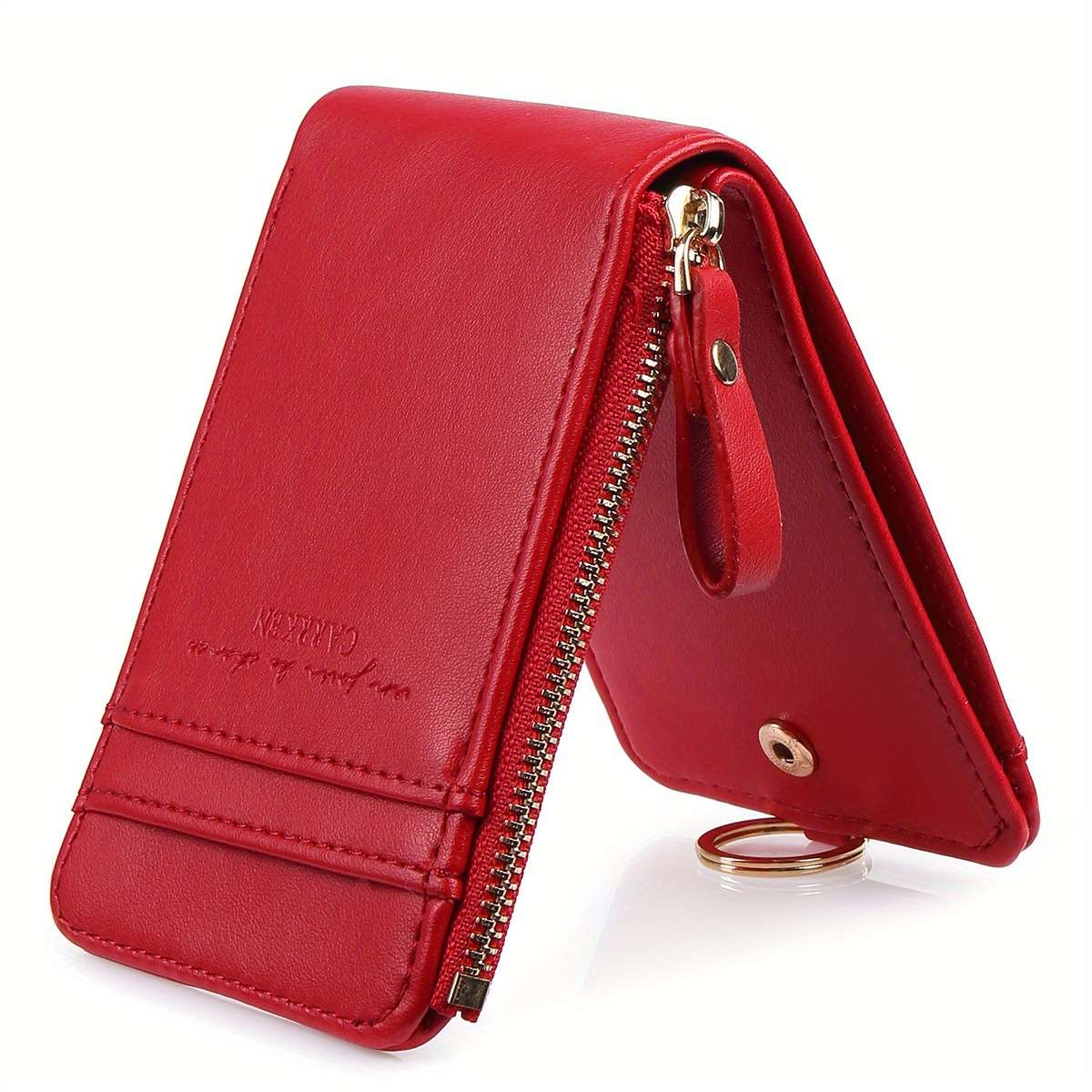 Carrken Elegant Compact Womens Wallet With Multiple Zippers Snap Buttons Large Capacity For