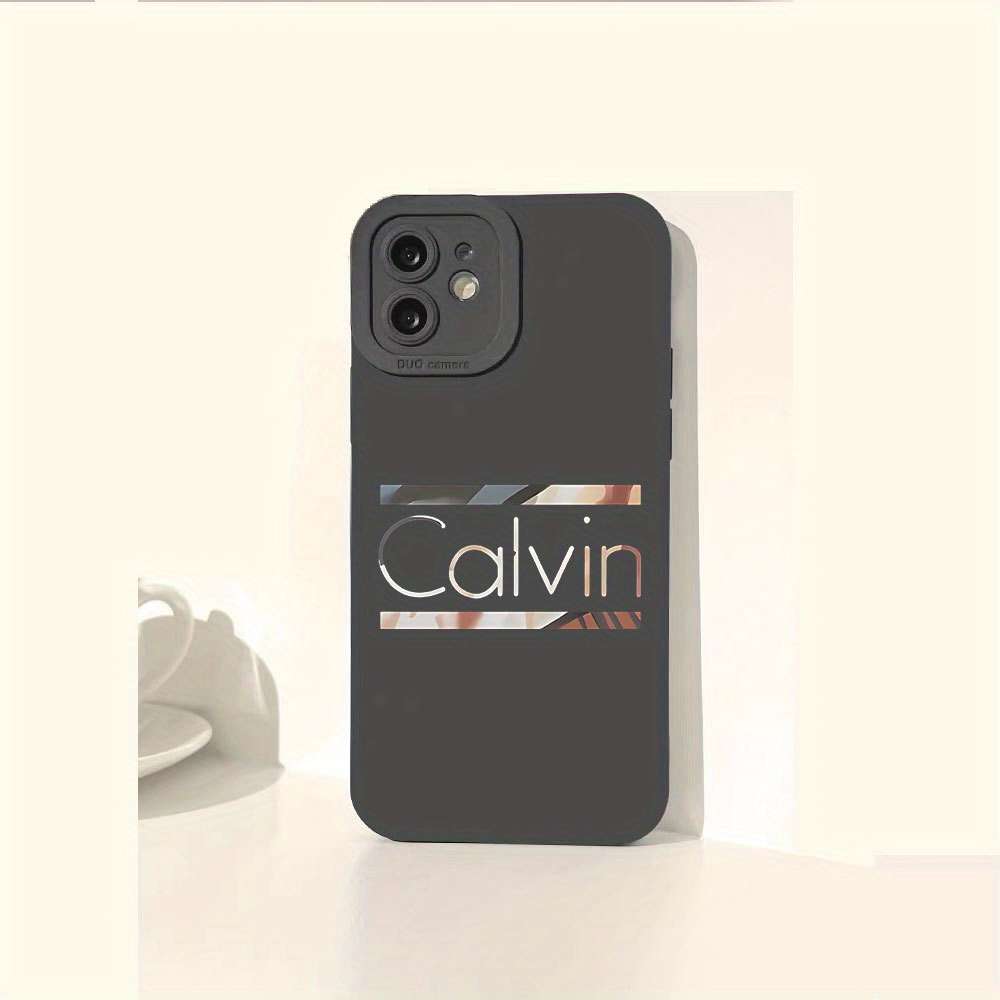 1Pc Black For iPhone 15 Plus Calvin Text Phone Case