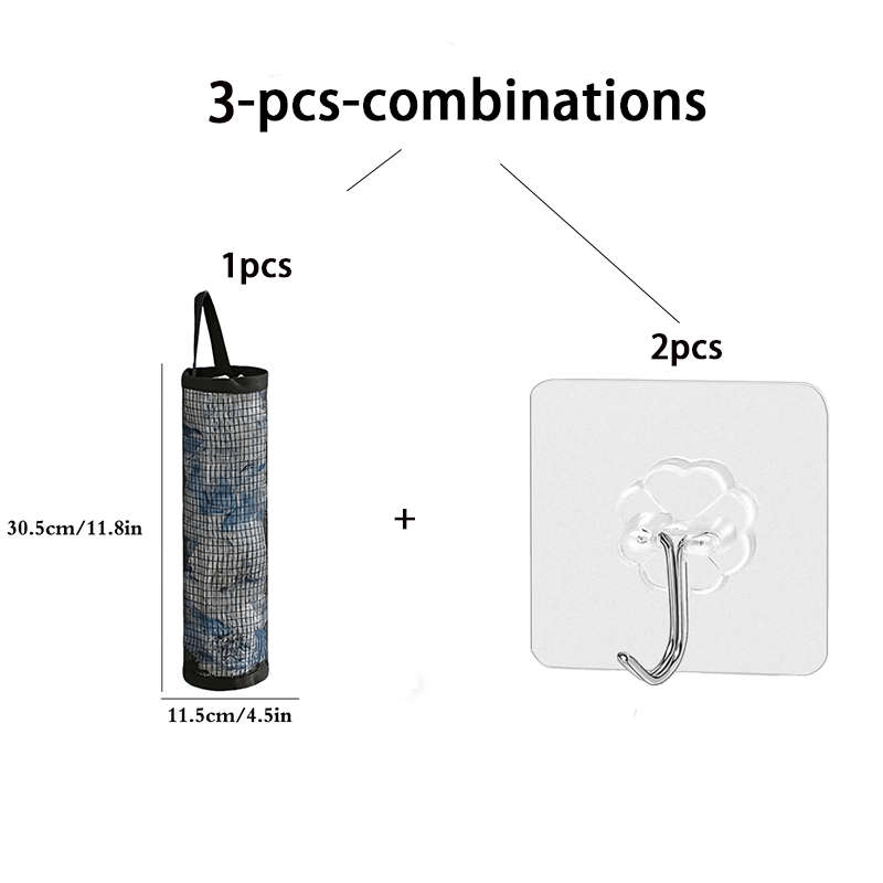 Trash Bag3Piece Set 1 Storage Bag2 Hooks