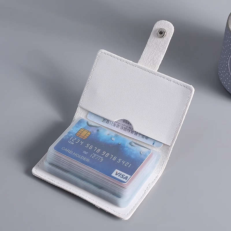 1pc Cute Black and White Cat Card Holder Ultra-Thin Faux Leather Large Capacity Anti-Degaussing