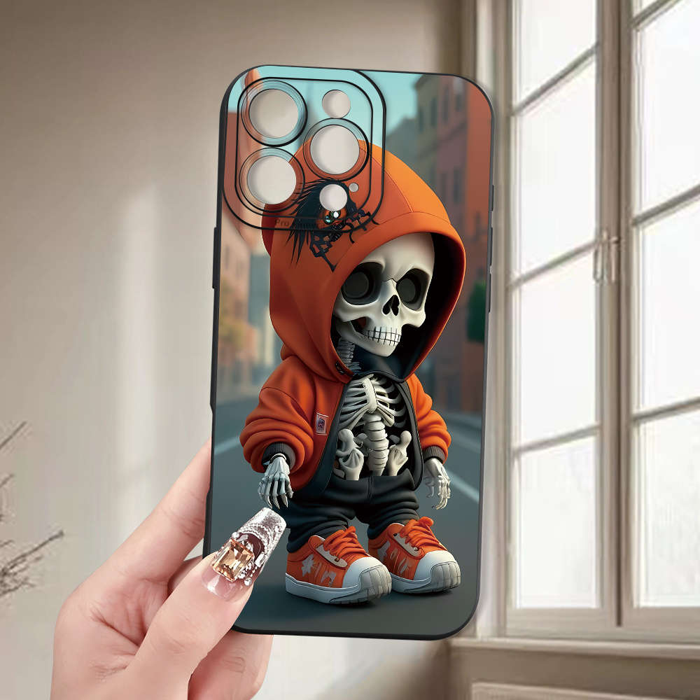 1Pc Black For iPhone XR Skull Pattern Phone Case