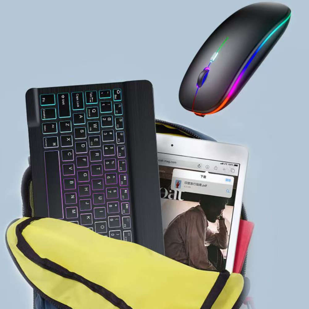 7-Color Backlit Portable Wireless Keyboard And Mouse Set