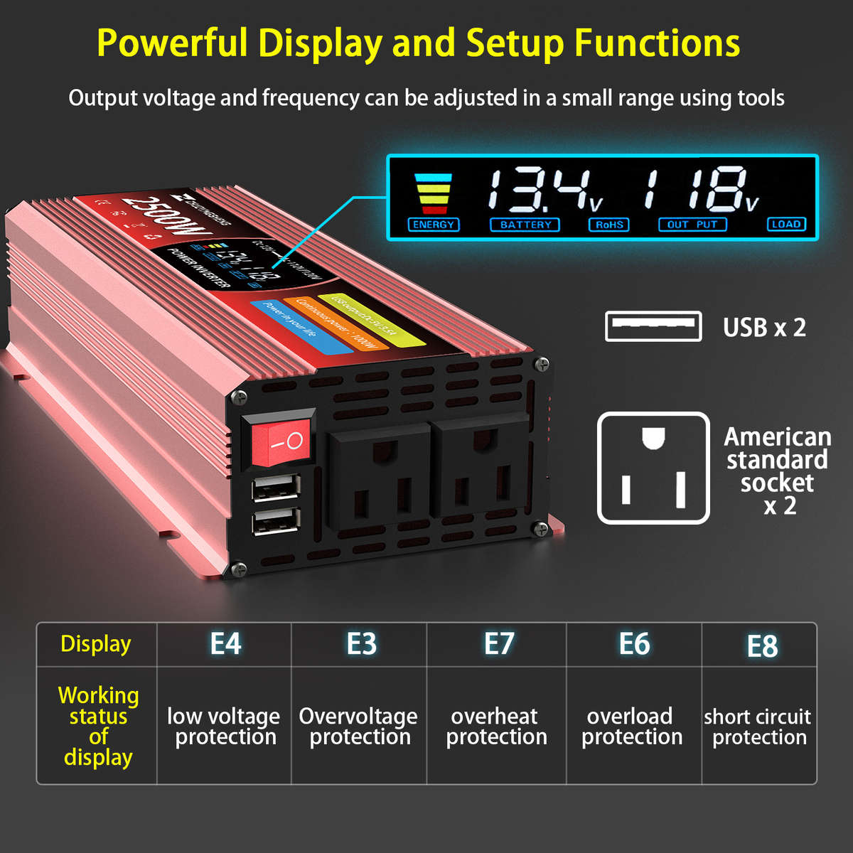 Inverter Model 2500W1000W Continuous Us