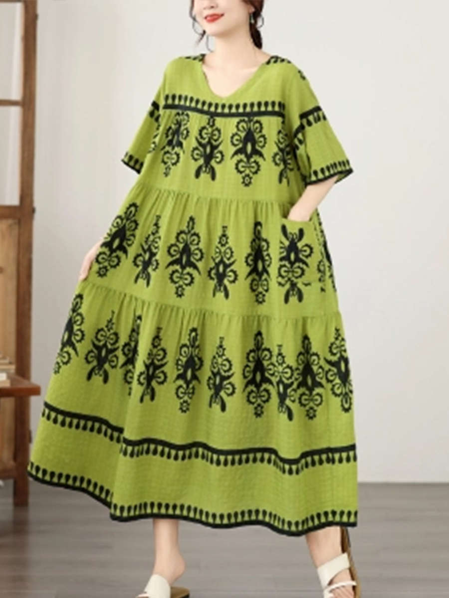Women S Dress Color Green Size Asian One Size