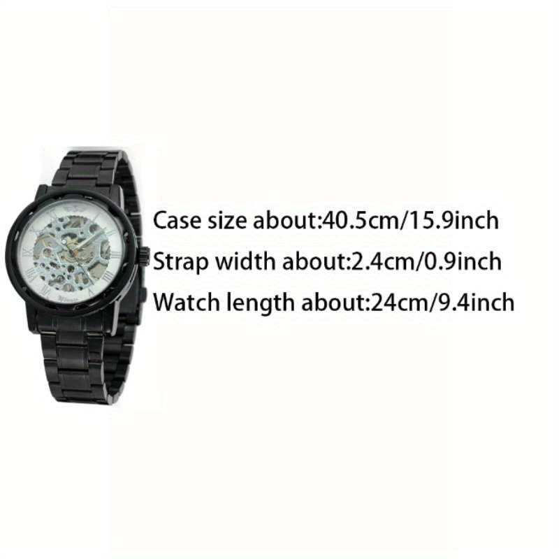 Modern Mens Mechanical Watch Skeleton Dial Full Black Dial Alloy Case