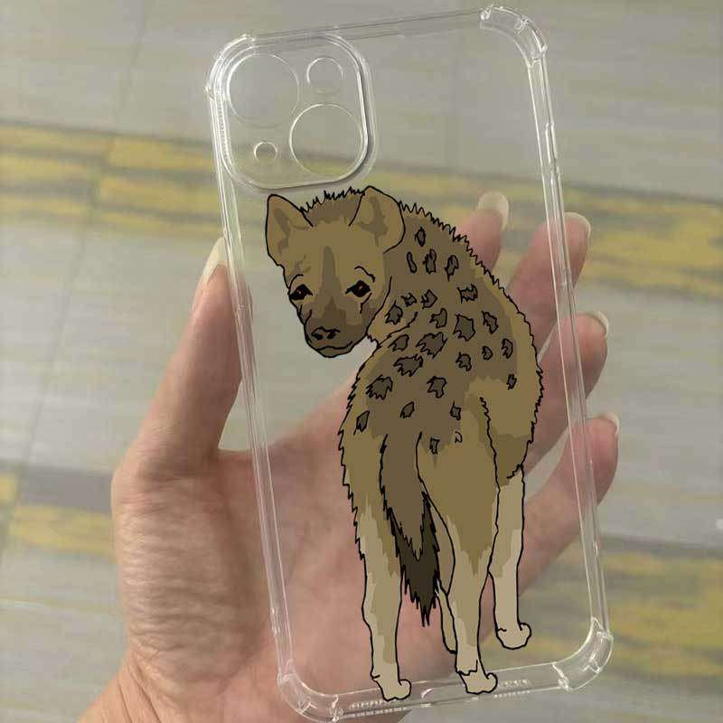 1Pc Transparent For iPhone 14 Pro Max African Wild Dog Pattern Phone Case