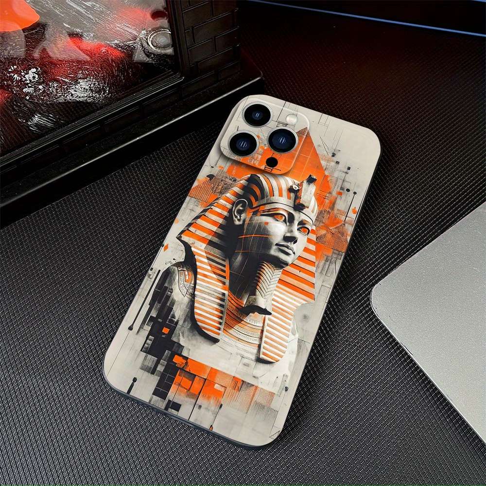 1Pc Black For iPhone 11 Pro Max Egypt Cartoon Pattern Phone Case