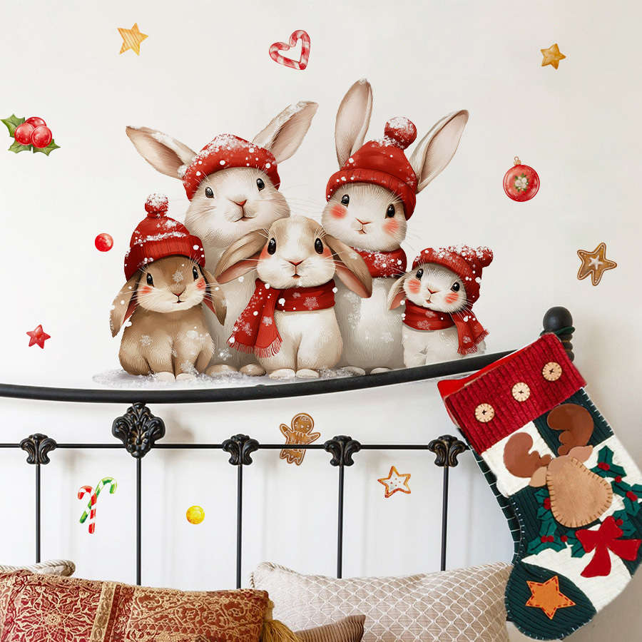 Christmas Decorations Model 5Pcs Christmas Rabbit Family