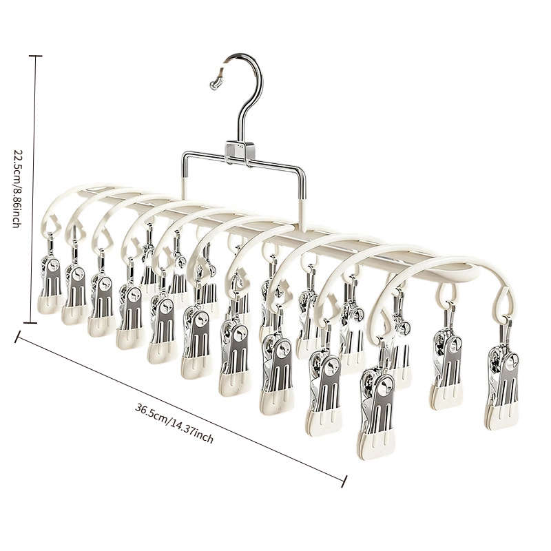 Clothes Rack Cream White 20 Clips 2Pcsset